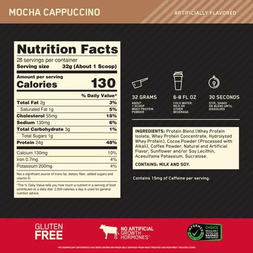 Optimum Nutrition GOLD STANDARD 100% WHEY™ Mocha Cappuccino 2 lb (28 Servings) Argentina | 26837-YMRQ