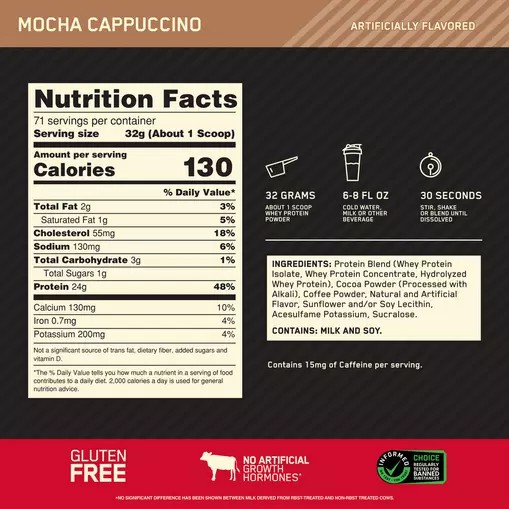 Optimum Nutrition GOLD STANDARD 100% WHEY™ Mocha Cappuccino 5 lb (71 Servings) Argentina | 74859-LBYU