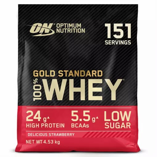 Optimum Nutrition Gold Standard 100% Whey Proteina Delicious Strawberry 4.53 kg (151 Servings) Argentina | 01745-KGMV