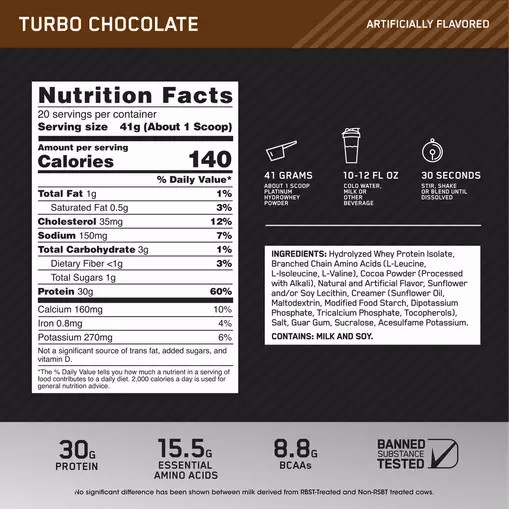 Optimum Nutrition PLATINUM HYDROWHEY™ Turbo Chocolate 1.8 lb - Notify me Argentina | 70934-GBAF