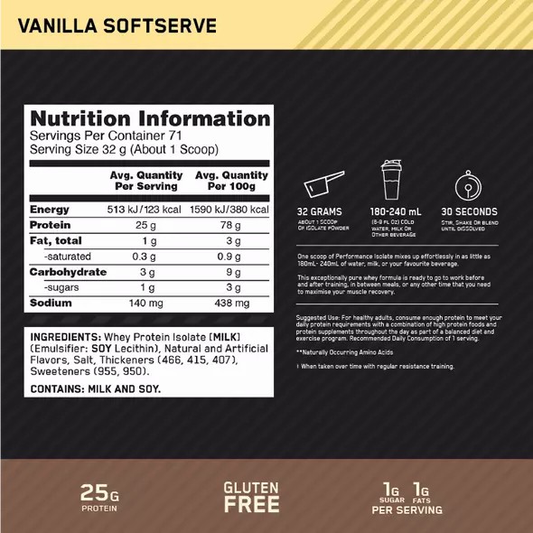 Optimum Nutrition Performance Isolate Vainilla 2.27kg Argentina | 04195-LFNU