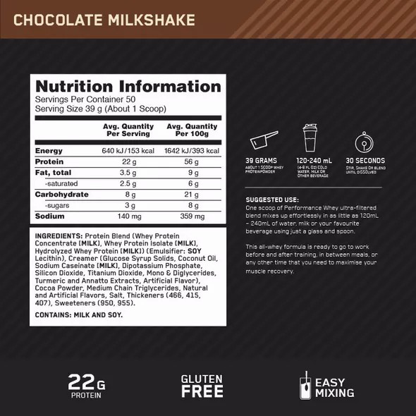 Optimum Nutrition Performance Whey Chocolate 1.95kg Argentina | 10245-UOPX